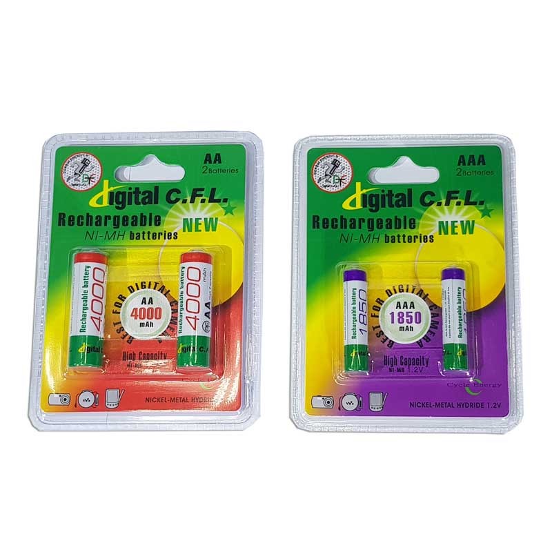 باتری قلمی و نیم قلمی قابل شارژ سی.اف.ال دیجیتال مدل 4000 1850mAh بسته 4 عددیجدید