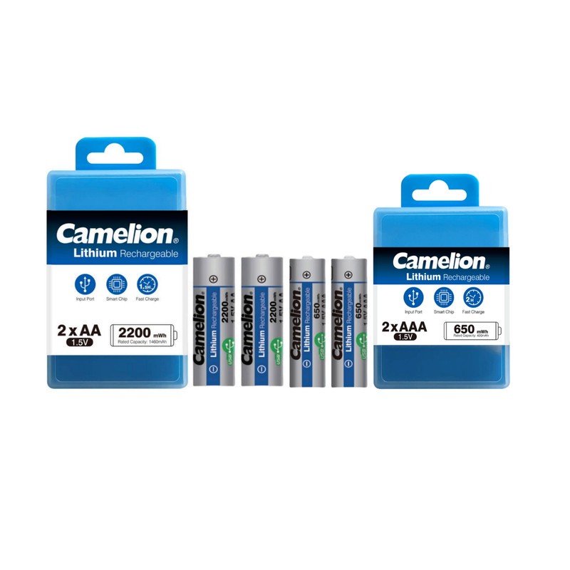 باتری قلمی و نیم قلمی قابل شارژ کملیون مدل USB-TYPE C-LI-ION ظرفیت 2200-650 میلی آمپر بسته 4 عددیجدید