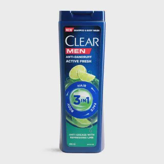 شامپو کلییر مدل 3in1 Active Fresh مناسب برای موهای دارای شوره حجم 400 میلی لیتر