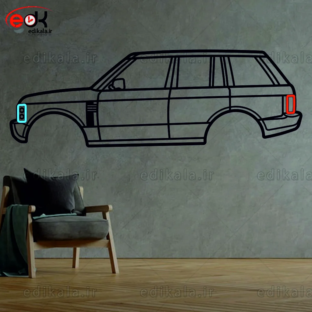 تابلو طرح ماشین Range Rover شماره 2 با چراغ نئون+آداپتور+با انتخاب سایز و جنس دلخواه