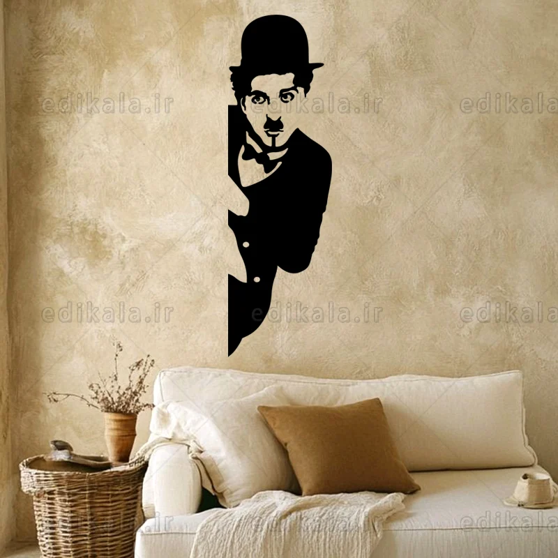 آینه دکوراتیو طرح چارلی چاپلین (Charlie Chaplin) شماره 1 در پنج رنگ و ابعاد انتخابی+فایل کورل
