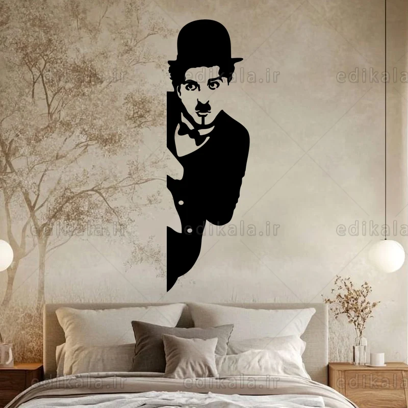 آینه دکوراتیو طرح چارلی چاپلین (Charlie Chaplin) شماره 1 در پنج رنگ و ابعاد انتخابی+فایل کورل
