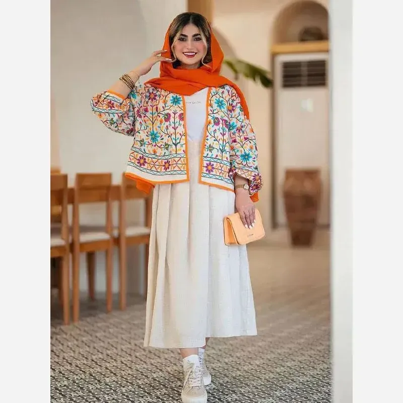 ست کت و دامن لینن فری سایز تا 48 تکرنگجدید