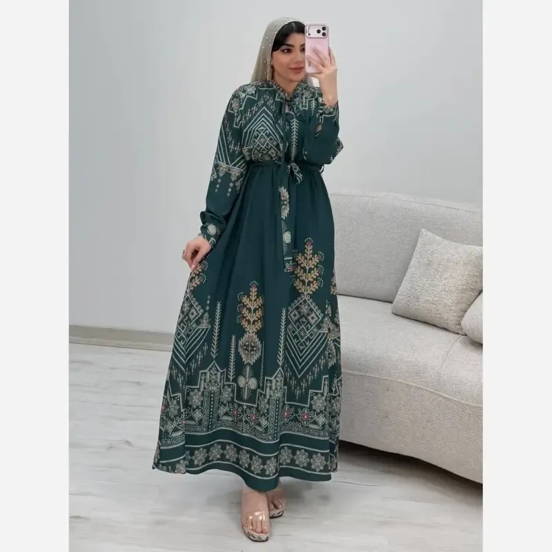 پیراهن ساحلی سنتی زنانه نخی فری سایز سرمهای و کلهغازیجدید