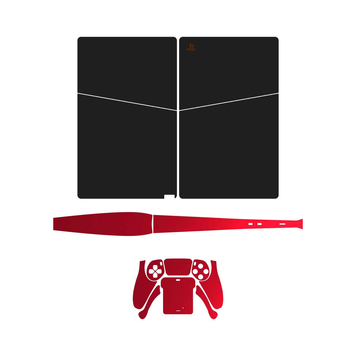 برچسب کنسول و دسته بازی PS5 Slim Digital Edition ماهوت مدل Matte Black_Matte Warm Redجدید