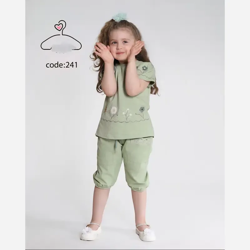 ست تاپ و شلوارک دخترانه جنس بلوز پنبه لاکرا و شلوارک کتان سایز 40 تا 55جدید