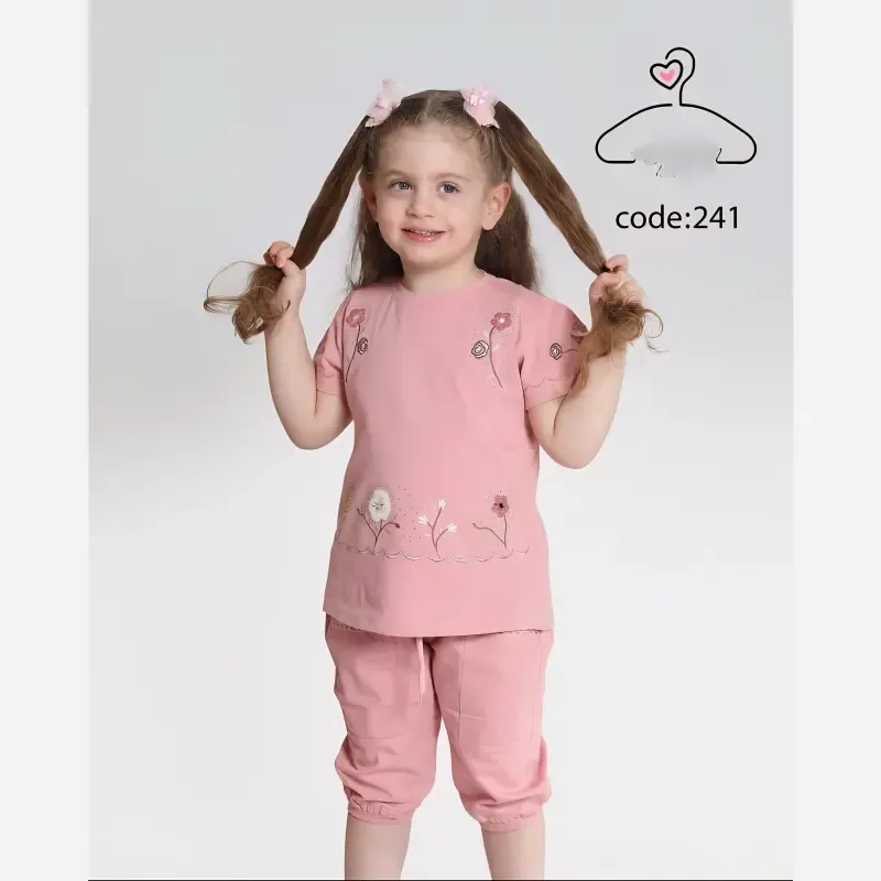 ست تاپ و شلوارک دخترانه جنس بلوز پنبه لاکرا و شلوارک کتان سایز 40 تا 55جدید