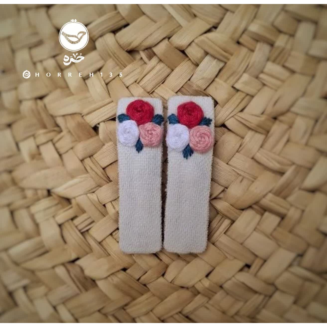 گیره تق تقی گلدوزی شده گل گلی رنگی جدید