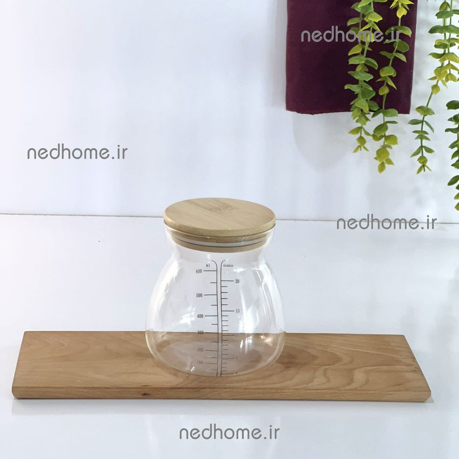 بانکه پیرکس خمره ای در بامبو 600 ml ( یک عدد ) 