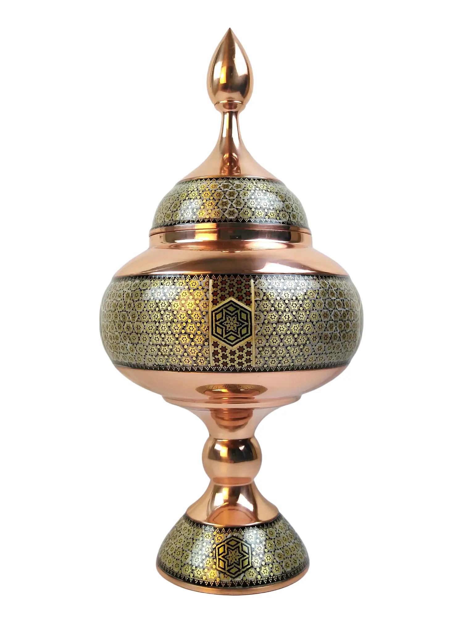 ست شکلات خوری و لاله مس و خاتم کاری (ارتفاع 36س)