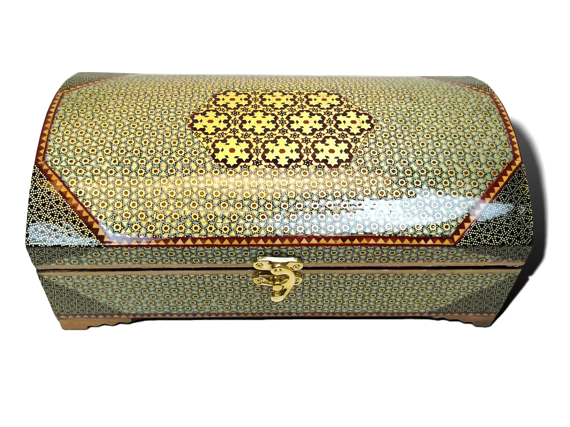 جعبه جواهرات صندوقچه ای خاتم کاری اعلاء (ابعاد14*26 س)