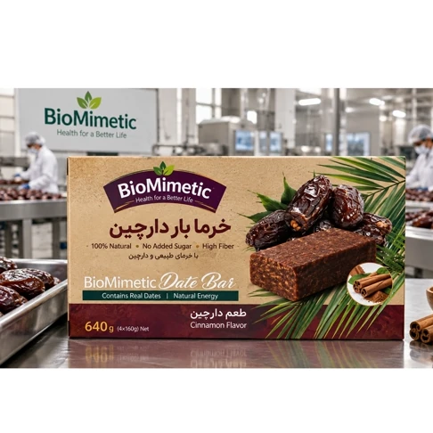 خرما بار دارچینی بیوممتیک (حاوی 32 عدد خرما بار 20 گرمی)جدید