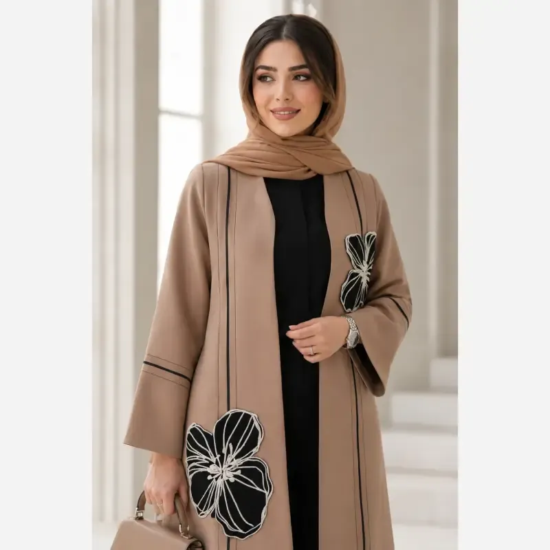 مانتو زنانه کرپ مازراتی تیکه دوزی مدل میرا قد 80