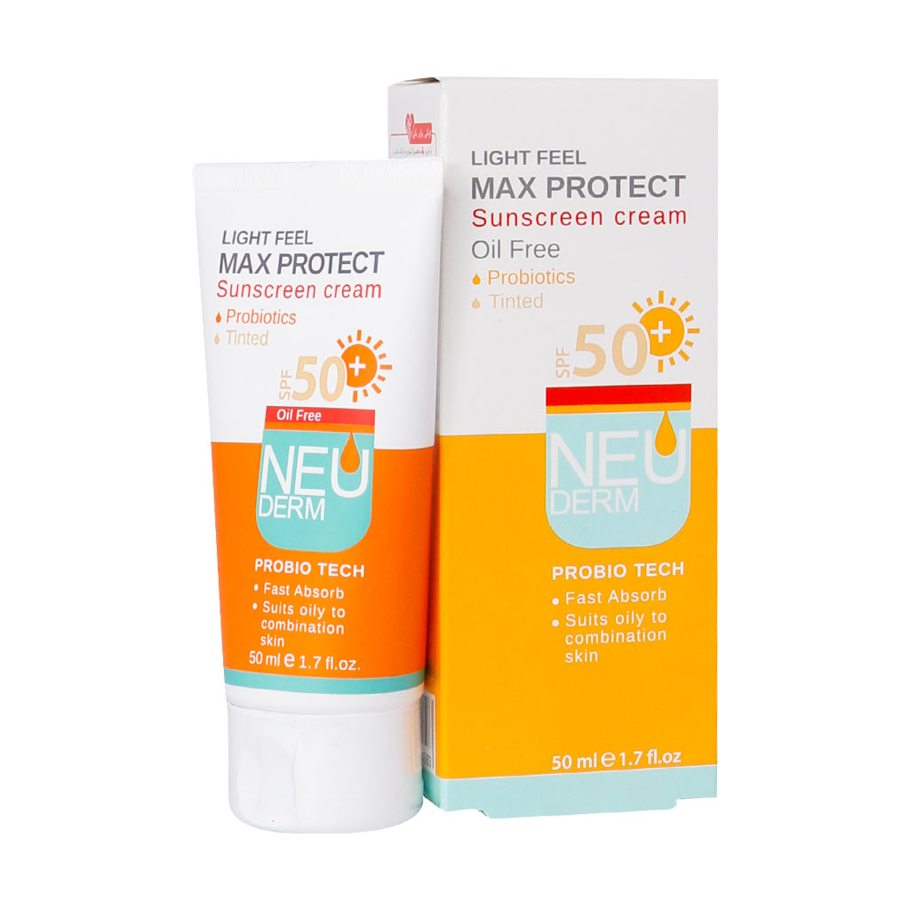  کرم ضد آفتاب SPF50 مکس پروتکت فاقد چربی رنگی نئودرم 50 میلی لیتر نارسیس بیوتی