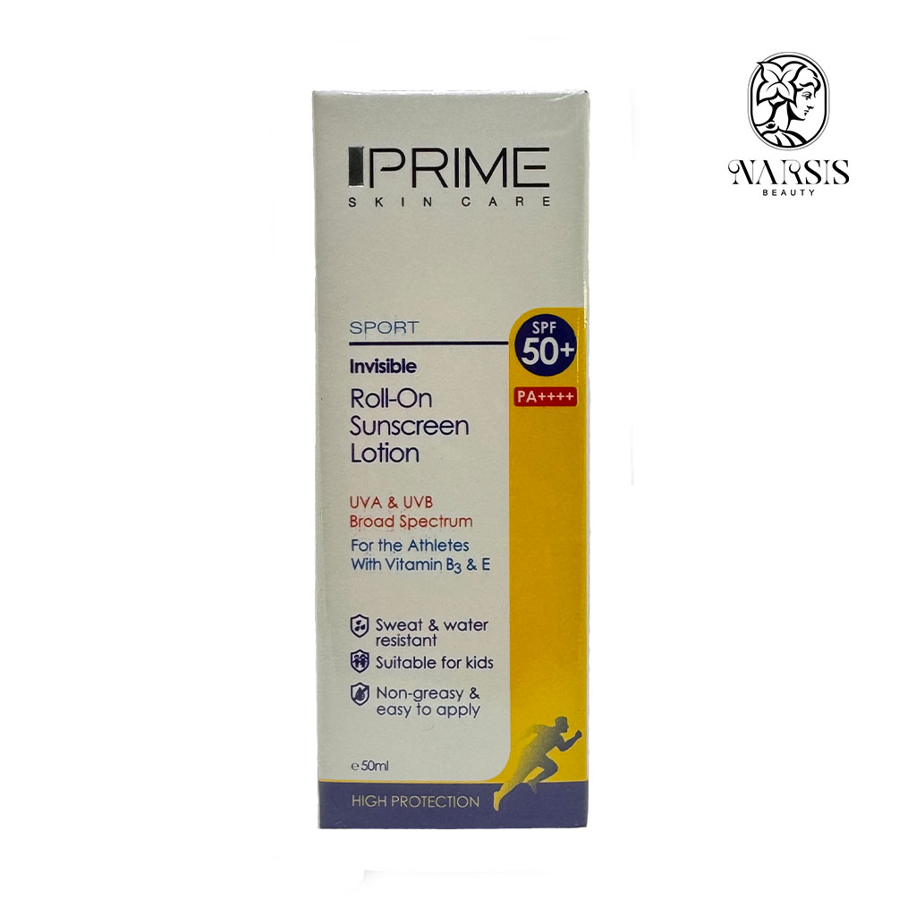  لوسیون رولی ضد آفتاب +SPF50 پریم فاقد رنگ نارسیس بیوتی