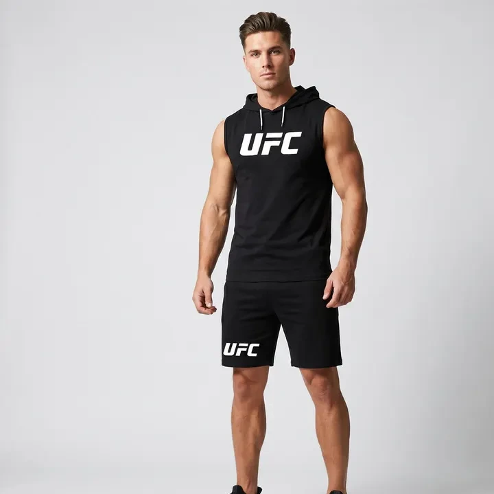 ست تاپ کلاه دار و شلوارک ورزشی مردانه مدل ufc