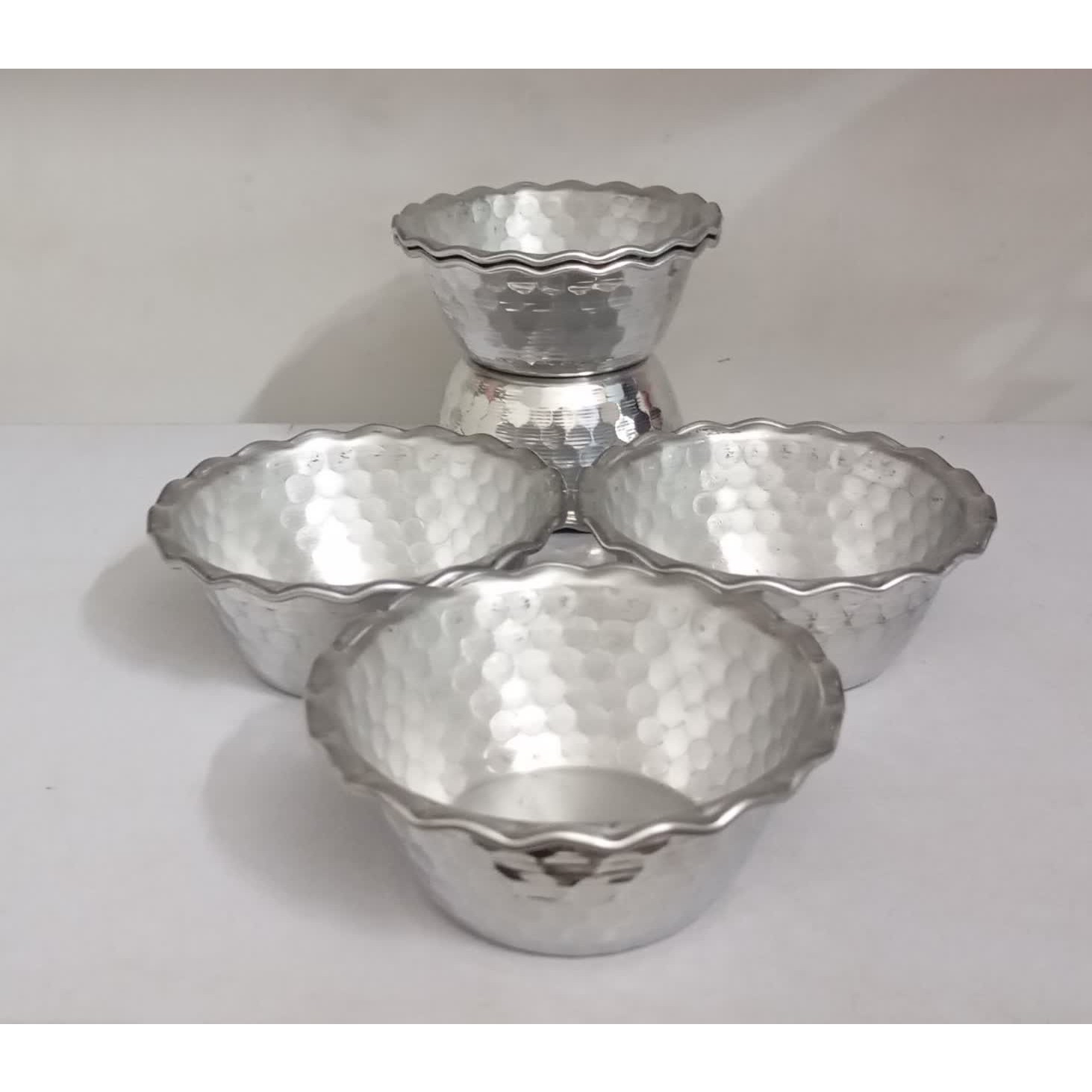 سرویس کاسه ماست خوری روحی 6 عددی لب کنگره ای چکشی