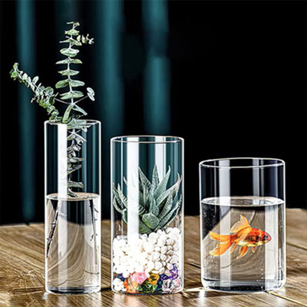گلدان دکوری مدل شیشه ای استوانه ای کد 1220