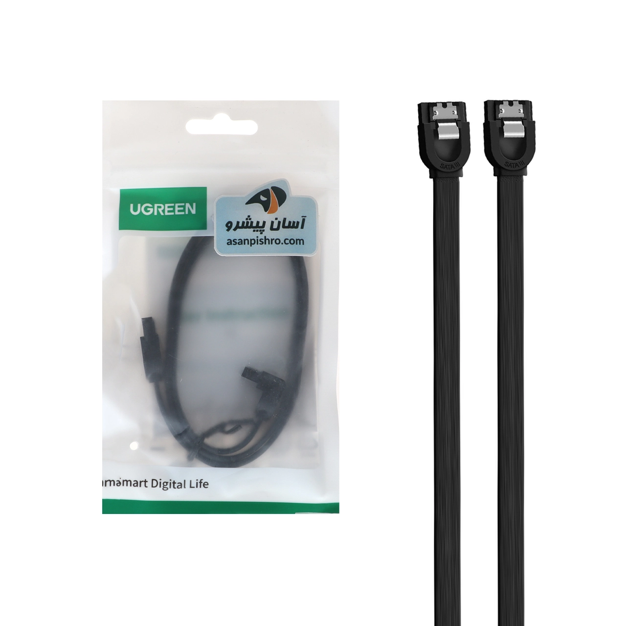 کابل نیم متری UGREEN SATA III مدل 30797 - مشکی
