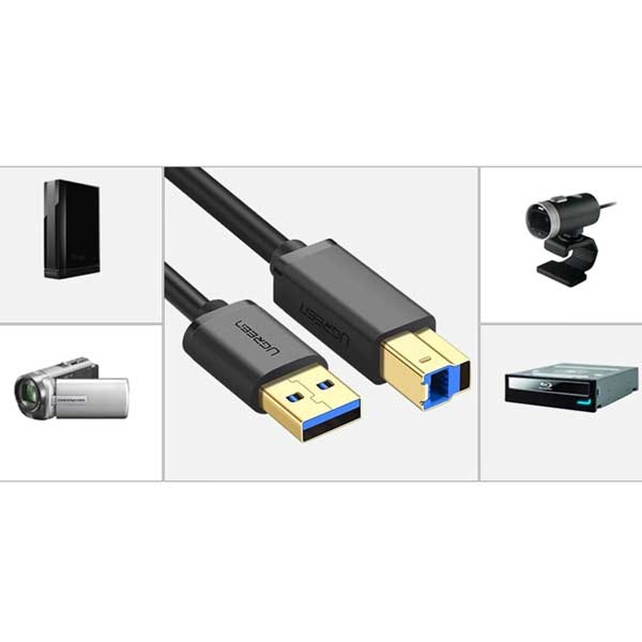 کابل یک متری پرینتر UGREEN USB3.0 مدل US210-30753 - مشکی