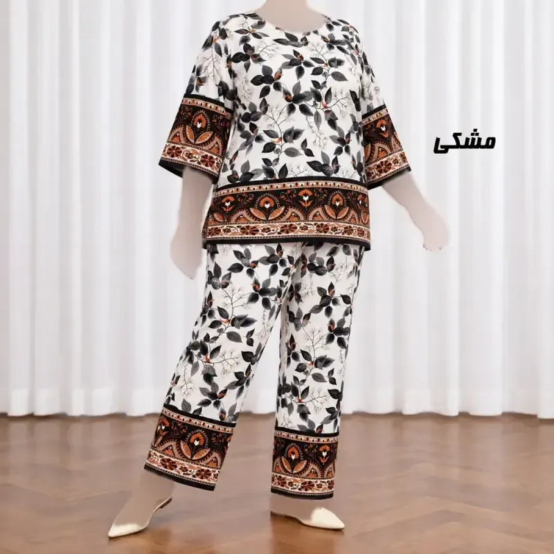 ست بلوز شلوار نخی زنانه و دخترانه فری سایز چهارفصلجدید