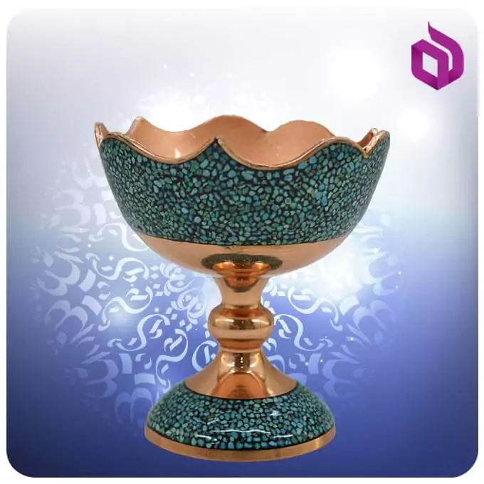 آجیل خوری لب دالبر مس و فیروزه کوب 11 سانت شمائیجدید