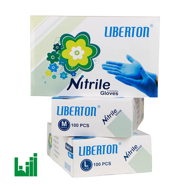 دستکش نیتریل آبی لیبرتون (Liberton) بسته 100 عددیجدید