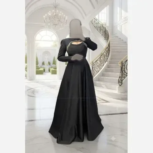 ماکسی زنانه ساتن آمریکایی درجه یک رنگ مشکی قد 155