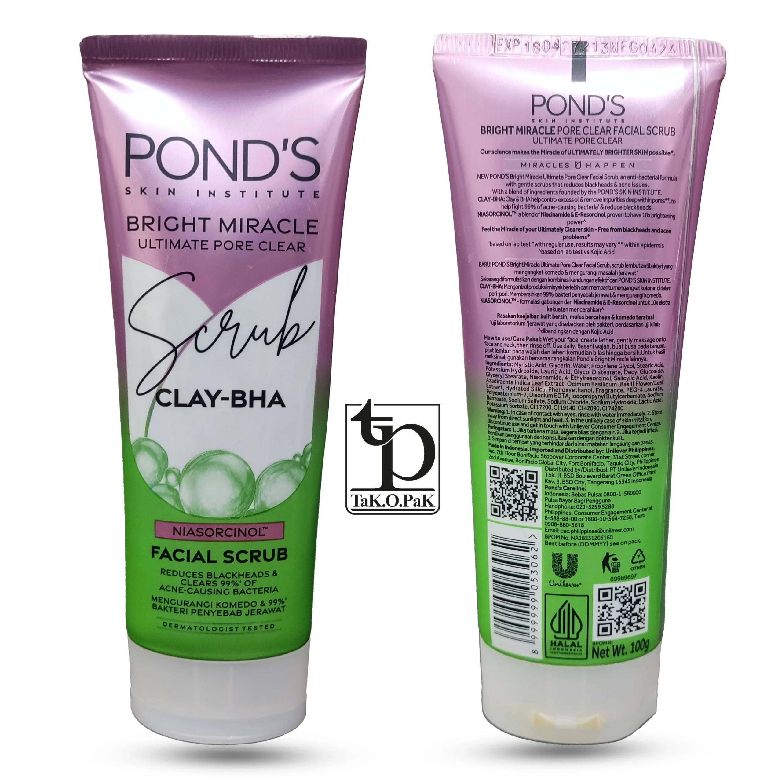 اسکراب صورت Clay BHA روشن کننده و ضد جوش پاکسازی عمیق پوست
