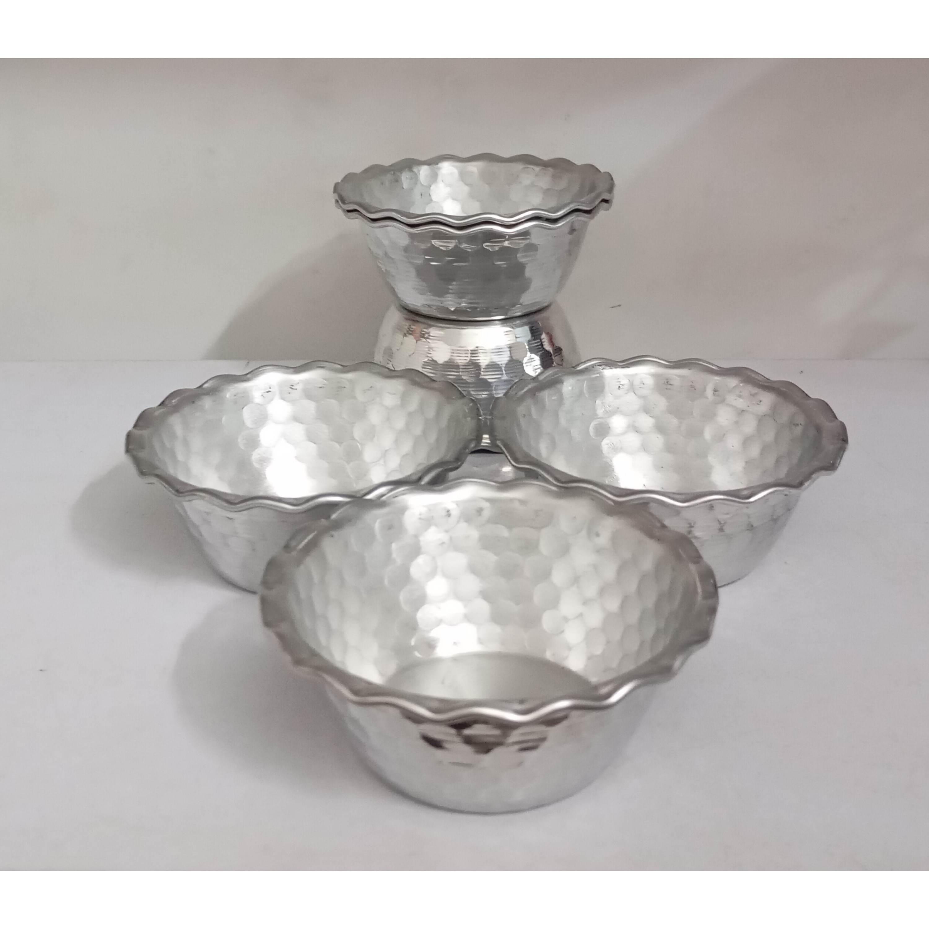 سرویس کاسه ماست خوری روحی 6 عددی لب کنگره ای چکشی