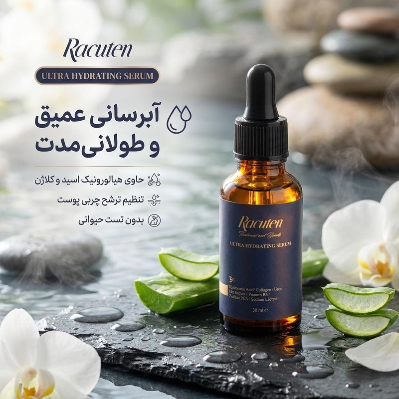سرم آبرسان پوست راکوتن مدل ULTRA HYDRATING مناسب برای انواع پوست حجم 30 میلی لیترجدید