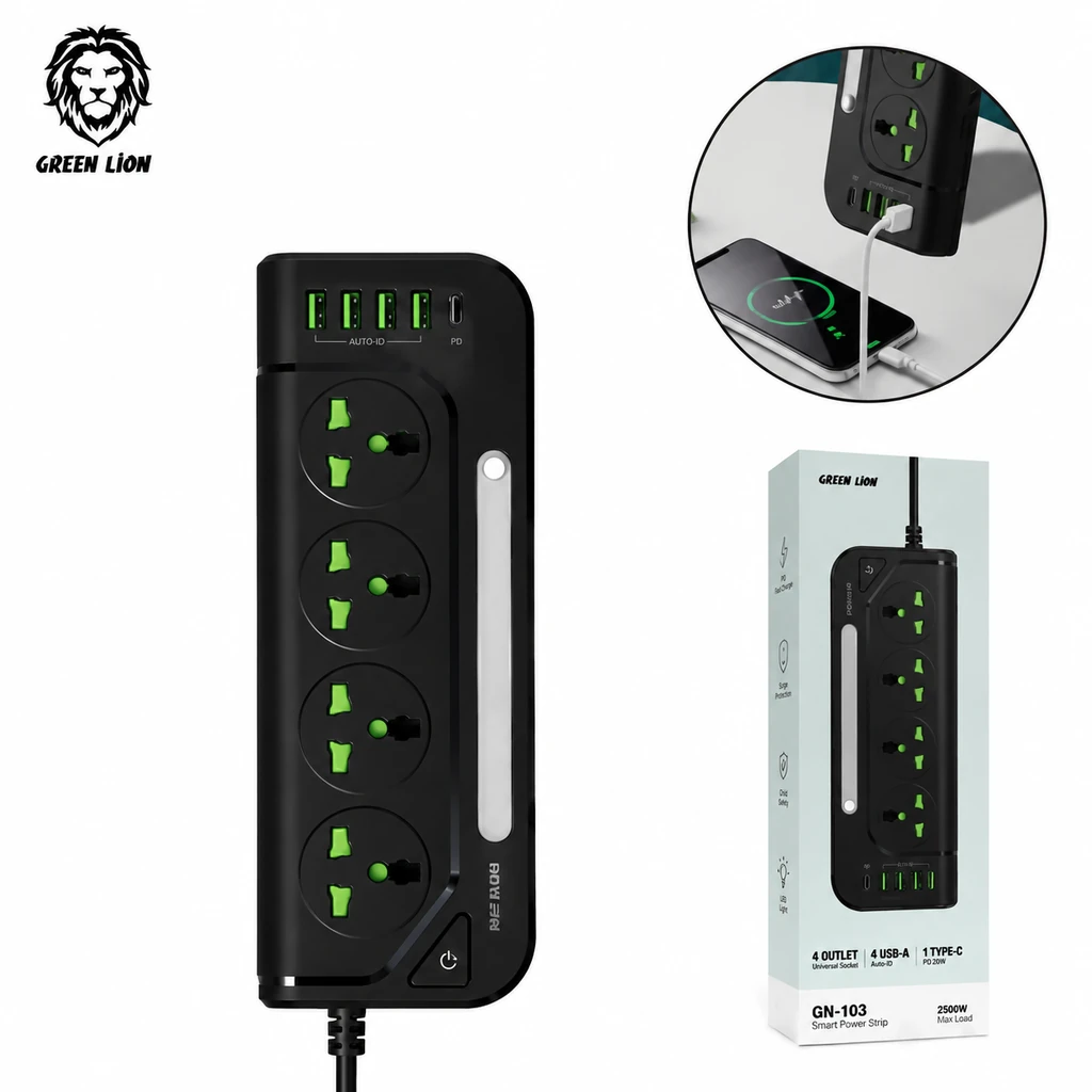 چند راهی برق و شارژر گرین لاین Green Lion GS-100جدید