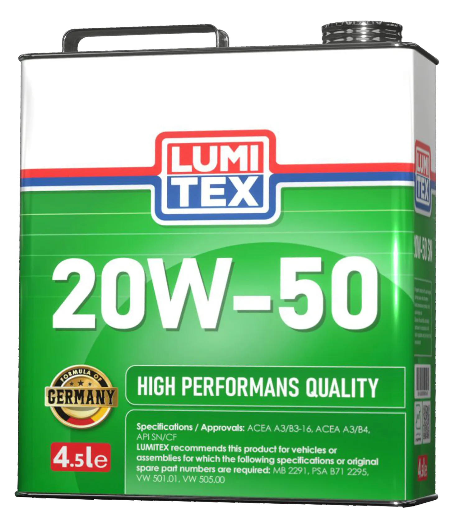 روغن موتور بنزینی لومیتکس SN 20W50 (4.5 لیتری)