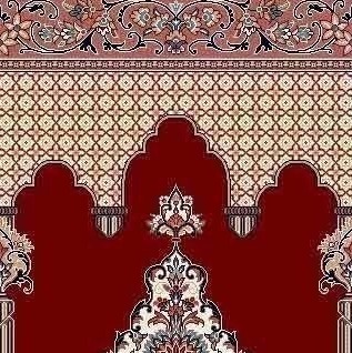 سجاده فرش مسجدی طرح محرابی سلطنتی با ترنج کشیده و ستونهای تزیینی کلاسیک
