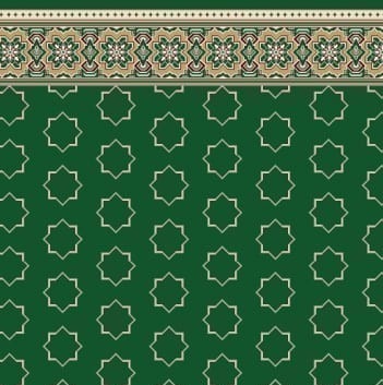 سجاده فرش مسجدی طرح ستاره هشتپر هندسی با حاشیه گلدار سنتی و نقوش منظم