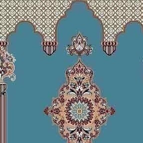 سجاده فرش مسجدی طرح محرابی سلطنتی با ترنج کشیده و ستونهای تزیینی کلاسیک