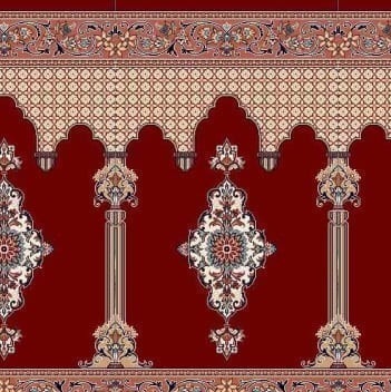 سجاده فرش مسجدی طرح محرابی سلطنتی با ترنج کشیده و ستونهای تزیینی کلاسیک