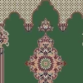 سجاده فرش مسجدی طرح محرابی سلطنتی با ترنج کشیده و ستونهای تزیینی کلاسیک