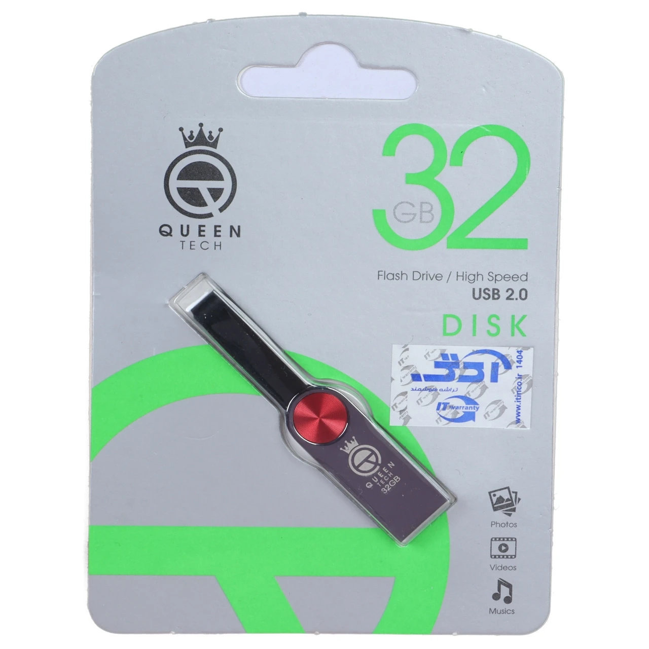 فلش 32GB USB2 Queen tech قرمزجدید