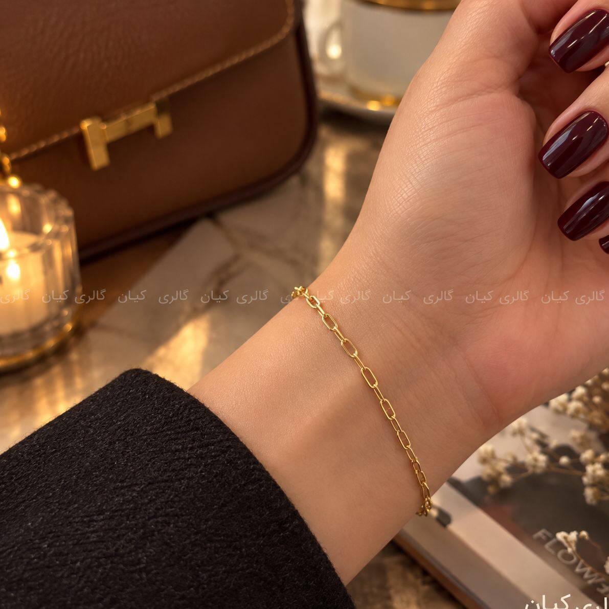 دستبند هرمس مشابه طلا رنگ ثابت
