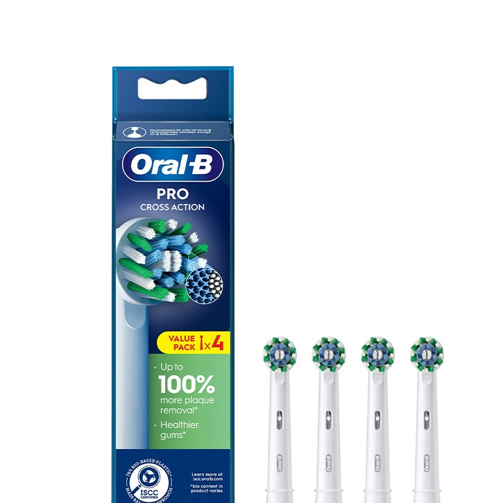 سری یدک مسواک برقی اورال بی مدل Pro Cross Action White سفید بسته 4 تایی /پس کرایه جدید