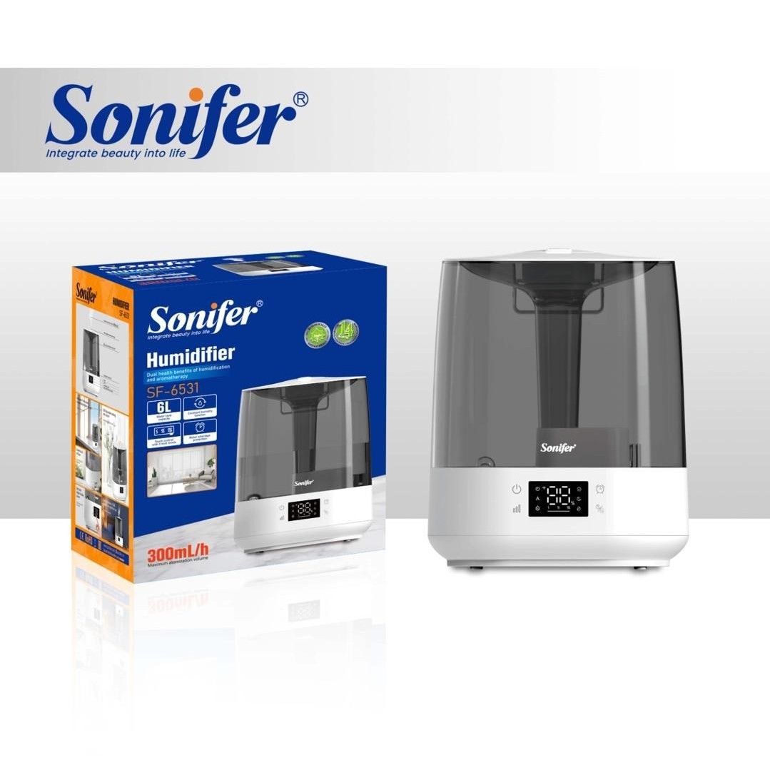 دستگاه بخور سرد سونیفر Sonifer مدل SF-6531 - ظرفیت 6 لیتر - رطوبتساز دیجیتال - خاموشی خودکار