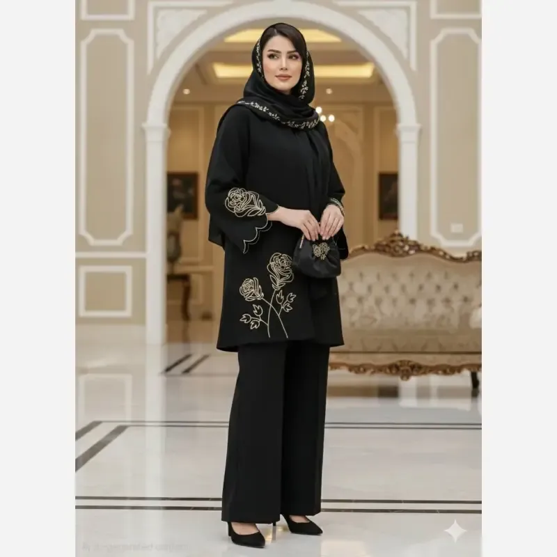 مانتو زنانه کرپ مازراتی مدل ویان آستین دالبری سایز بزرگجدید