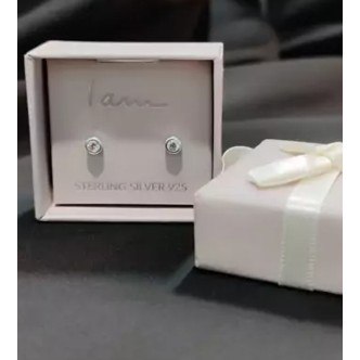 گوشواره نقره 925 وارداتی میخی تک نگین زیرکونیا کد 041625 برند آی ام I AM آلمان(با جعبه کادویی)