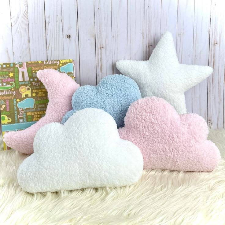 کوسن طرح ماه و ستاره و ابر جنس پارچه تدی مجموعه 3 عددیجدید