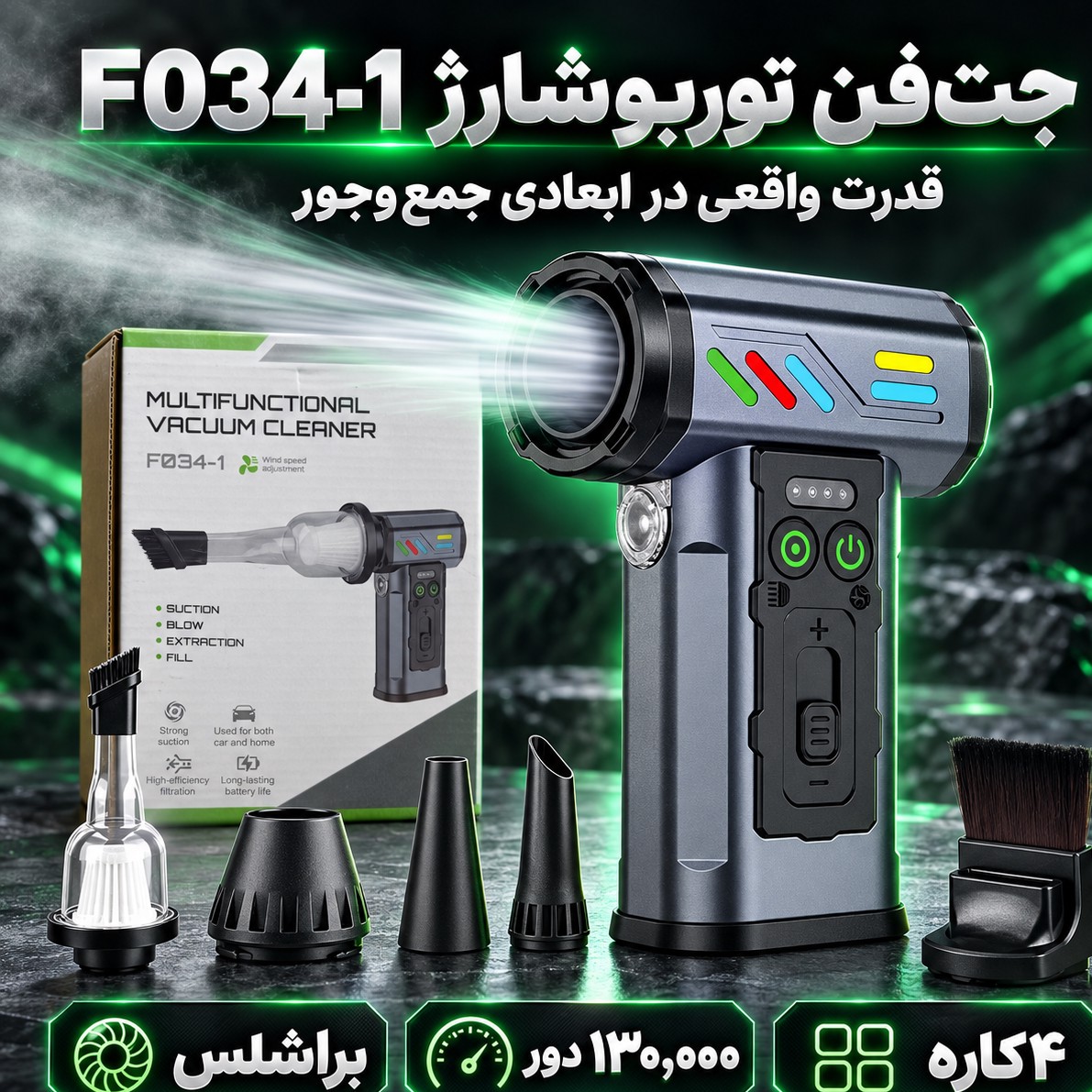 جت فن توربو شارژ دمنده و مکنده F034-1 قدرت 130هزارجدید