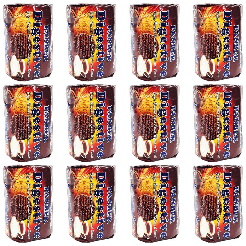 بیسکویت دایجستیو سبوس دار با روکش شکلاتی طعم قهوه آناتا - 220 گرم بسته 12 عددی