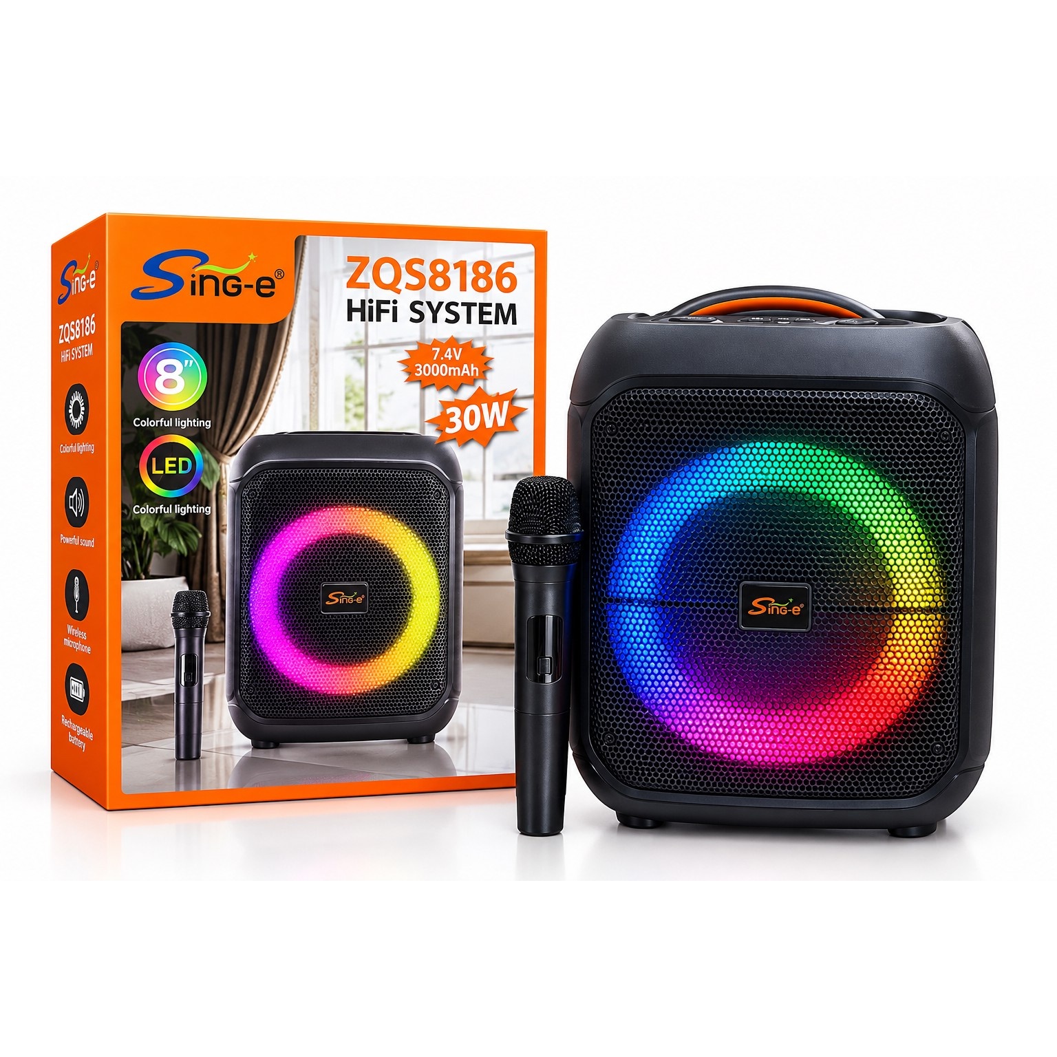 اسپیکر بلوتوثی قابل حمل Sing-e مدل ZQS8186 با میکروفون بی سیمجدید