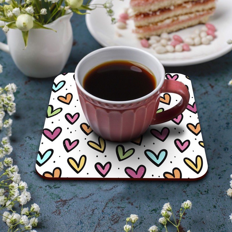 زیر لیوانی لوکسینو مدل قلب های رنگی رنگی کد Love 1