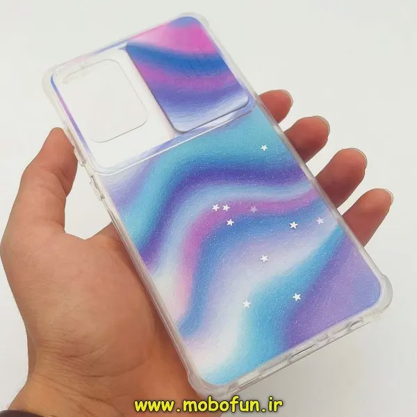 قاب گوشی Galaxy A72 4G - Galaxy A72 5G سامسونگ طرح رزینی IMD ایربگ دار فانتزی محافظ لنز دار کشویی رزینی رنگین کمانی ک...